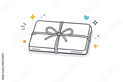 Tied string in use. A package or book gently secured with twine, bow or simple knot placed casually on top. Daily rituals and tactile