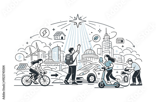 A city lit by stars. Urban structures shimmer as pure starlight streams down from the sky,