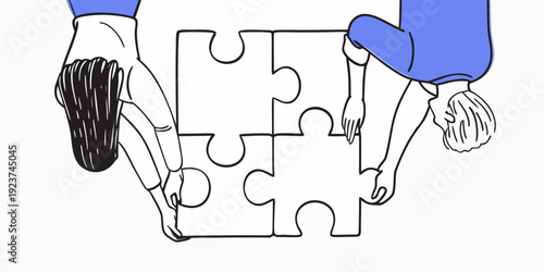Hands connecting puzzle pieces symbolizing collaboration and problem solving