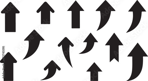 Black Arrows Pointing Upward on White Background Illustration