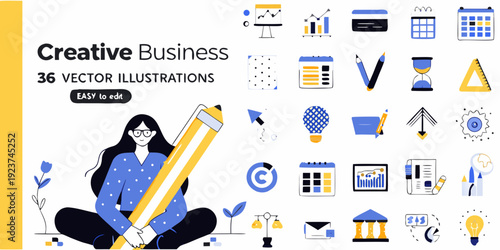 Collection of colorful vector illustrations for creative business and design projects
