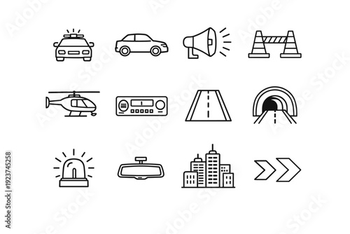 Police Chase Icons.