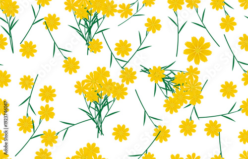 
Seamless yellow flower vector image. Yellow floral pattern.