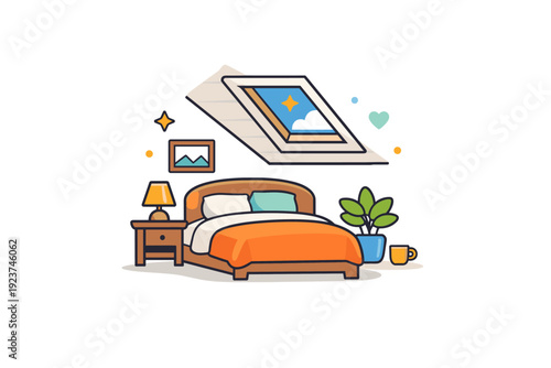 Cozy Attic Retreat. Renovating the attic into a usable space focused on creating a warm guest bedroom or private retreat. A soft and welcoming visual with a