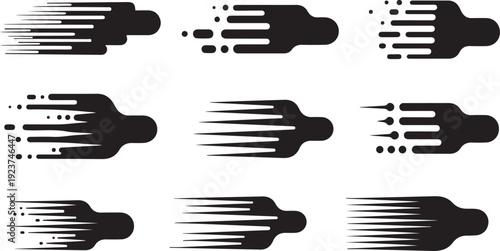 Collection of abstract black and white brush stroke icons