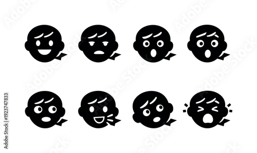 Facial expressions while talking. Filled icon set of Facial expressions while talking: