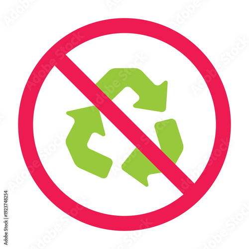 Non recyclable sign, not recyclable symbol, do not recycle icon, this item is not recyclable icon, vector illustration