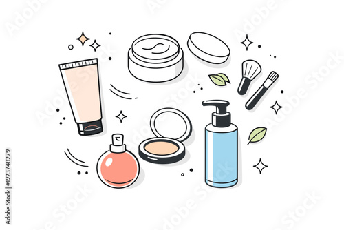 Minimal beauty flat lays. Abstract luxury beauty flat lay with soft shapes and controlled spacing suggesting cosmetic products. Modern refined aesthetic with