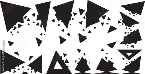 Abstract geometric pattern with black triangles on white background