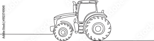 tractor monoline outline vector illustration for farm design