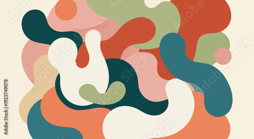 Abstract organic shapes and fluid forms in a harmonious color palette, a modern and artistic graphic design