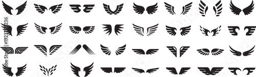 wing symbol pack black graphics for branding logo motif