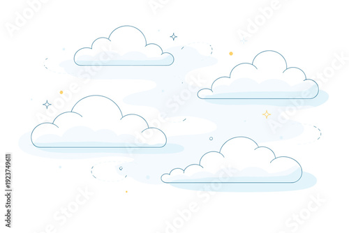 Sky background with soft clouds. A calm open sky with light rounded clouds gently floating, creating an airy and peaceful atmosphere suitable