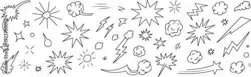 explosion comic burst vector set black and white impact effects