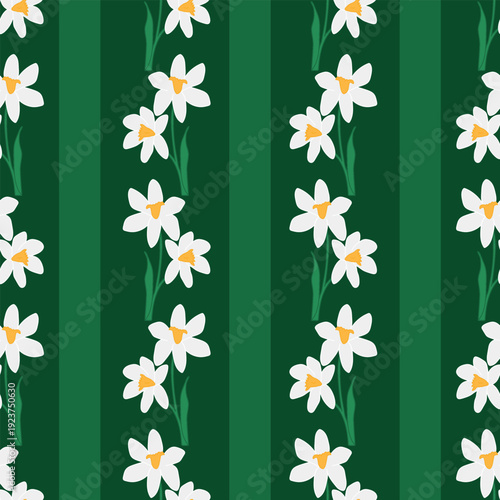 Seamless decorative elegant pattern with daffodils. Print for textile, wallpaper, covers, surface. Retro stylization. For fashion fabric.