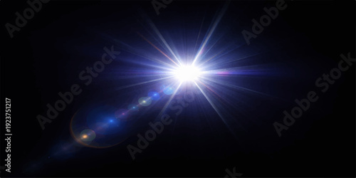 An abstract blue space background features glowing stars and laser light flares with a bright energy burst design for a shiny disco party animation
