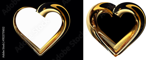 gold heart shapes on white and black backgrounds