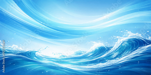 Abstract blue water wave vector illustration featuring flowing liquid motion and light curve lines for a seamless sea pattern backdrop or artistic ocean wallpaper design
