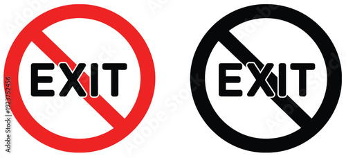 Red and black prohibition signs vector illustrating exit forbidden, no entry, and restricted access icons