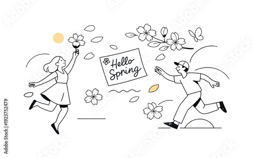 Spring inspiration. Soft blossoms opening in the air, gentle breeze moving leaves and petals