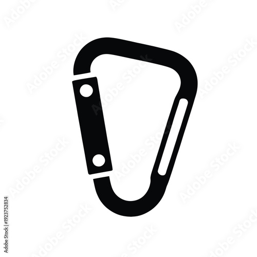 Simple Black Carabiner Icon For Climbing And Outdoor Activities