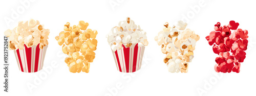 popcorn in a box flat style vector illustration isolated on white background