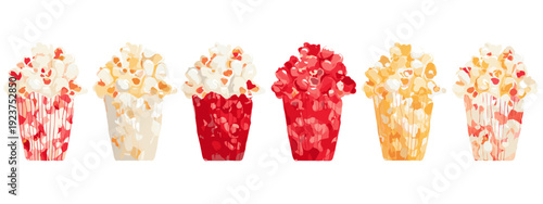 popcorn in a box flat style vector illustration isolated on white background