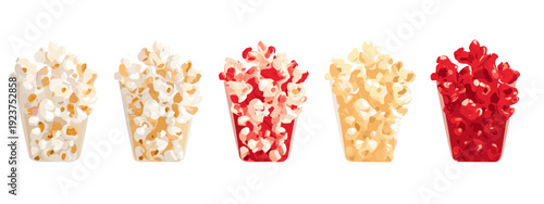 popcorn in a box flat style vector illustration isolated on white background