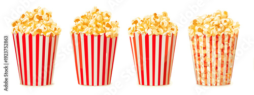 popcorn in a box flat style vector illustration isolated on white background