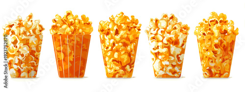 popcorn in a box flat style vector illustration isolated on white background