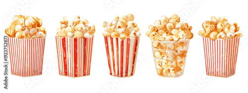 popcorn in a box flat style vector illustration isolated on white background