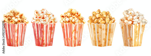 popcorn in a box flat style vector illustration isolated on white background