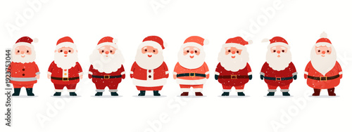 set of santa claus on white background vector illustration 