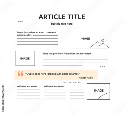 Clean Article Layout Template with Placeholder Text and Images for Content Creation