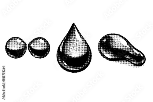 Raindrop macro object a merging raindrop shape captured as a single combined droplet shown before merge after merge and angled perspective