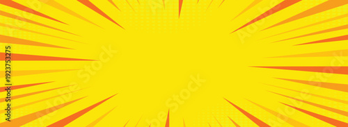  comic style radial yellow line explosion retro background