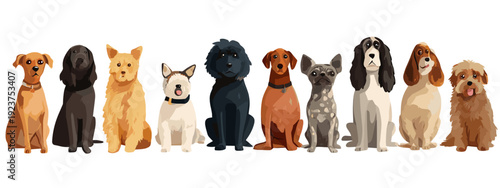 set of seamless  dogs flat style vector illustration isolated on white background