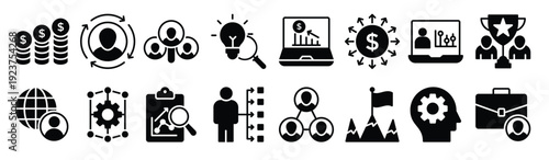 pack of business management glyph icons