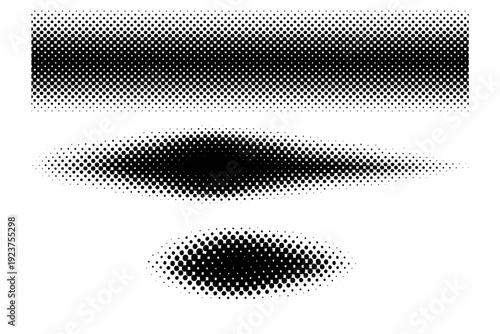 Patterned halftone dot brush A patterned halftone dot brush displayed as repeating texture view, stretched stroke view, and compact stroke