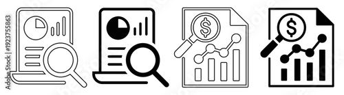 Financial Data Analysis and Audit Report Vector Icon Set