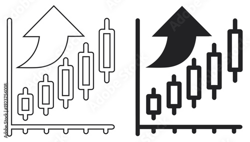 Professional Candlestick Trading Chart Vector Icon Representing Financial Growth and Bullish Market Trend