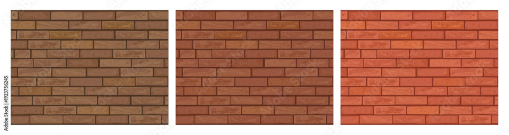 Obraz premium Brick solid or cavity walls, isolated interior tile collection. Vector brickworks texture. Cement stone or sand masonry building elements. House architecture units. Urban block construction