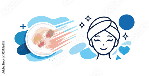 Clean finish. Used cotton pad with makeup residue fading into abstract lines, fresh face