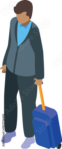 Businessman standing with his suitcase, waiting at the airport terminal, ready for his business trip