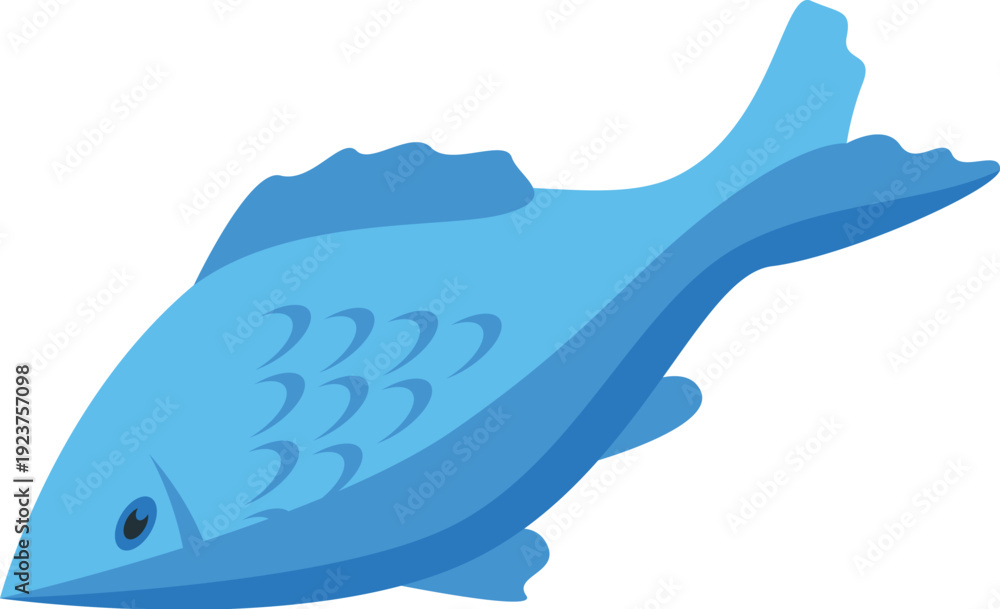 Obraz premium Cartoon light blue fish swimming in the ocean, simple design