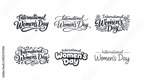 International Women?s Day. Set lettering. harmonious lettering variations of the same emblematic concept, each with different artistic