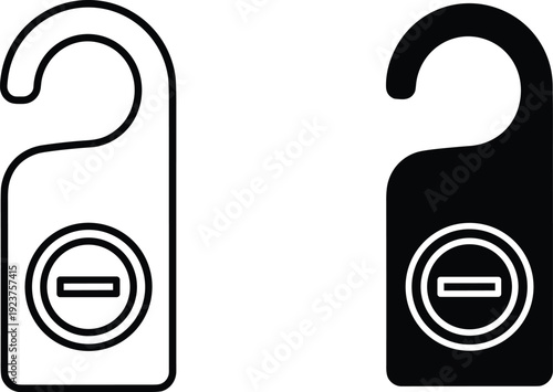 Vector illustration set of do not disturb door hanger icons with prohibition symbols, hotel privacy design decorative motifs
