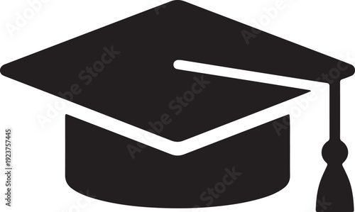 Graduation cap with tassel symbolizing academic achievement and educational success for stock illustrations and icons