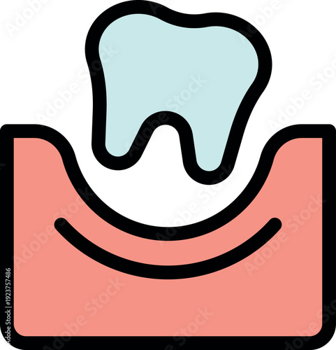 Tooth falling out from gum recession problem icon showing dental hygiene issue