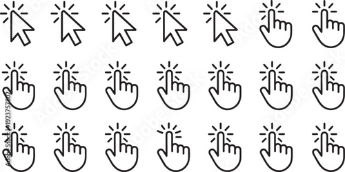 Set of hand gesture icons with fingers showing various counting numbers isolated